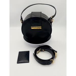 Vintage 1960s Aris Black Leather Handbag - Convertible Shoulder Bag